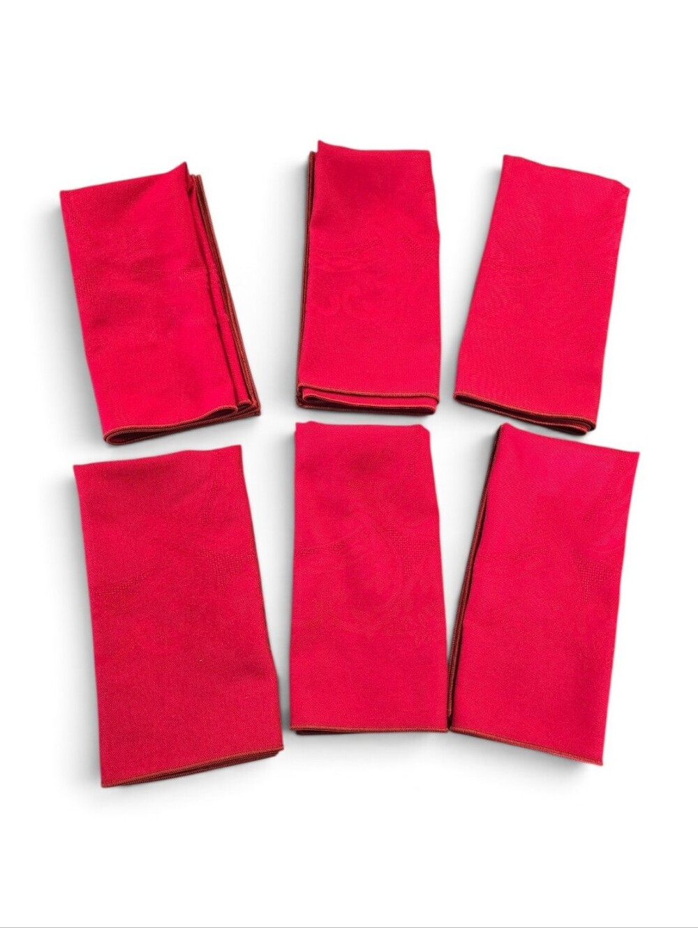 Cranberry/Burgundy Demask Cloth Napkins - Set of 6